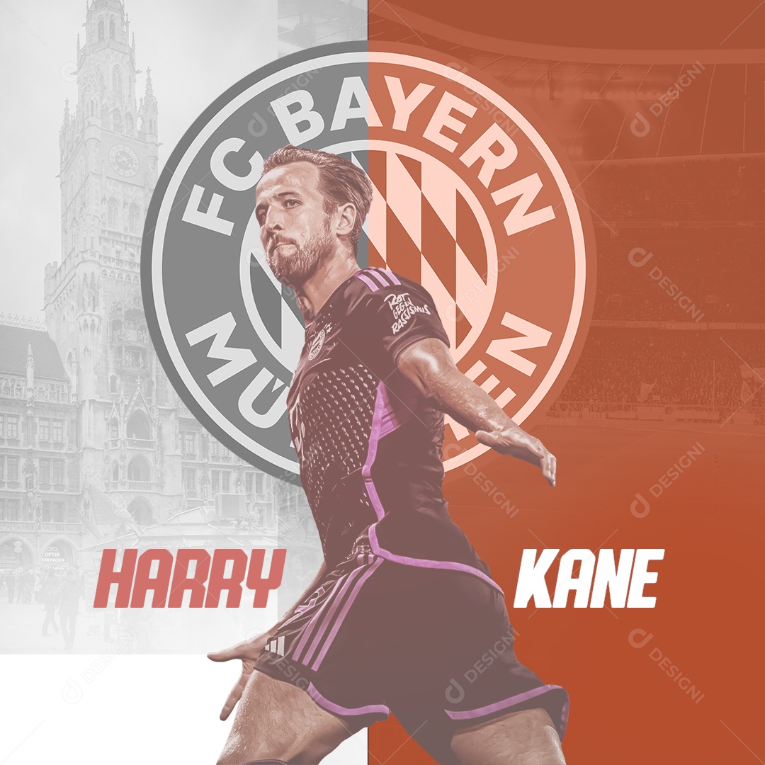 Flyer Futebol Bayer De Munique Harry Kane Social Media PSD Editável