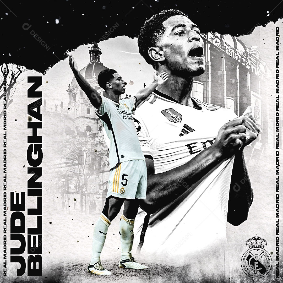 Social Media Flyer Futebol Jude Bellighan Real Madrid PSD Editável