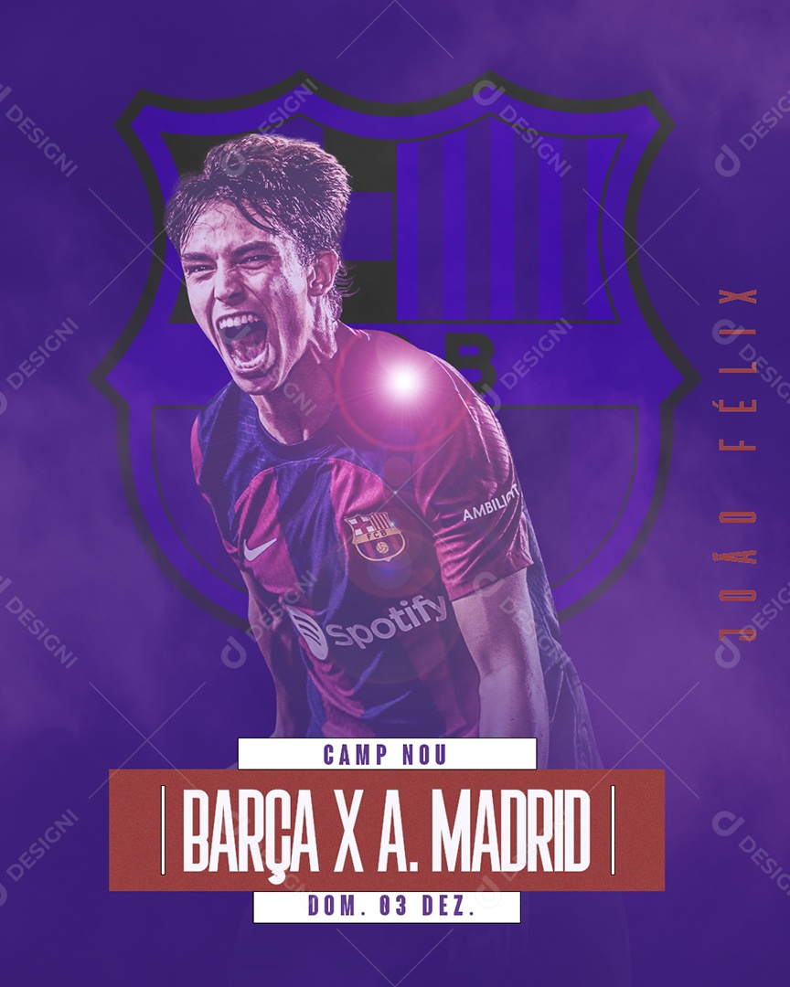 Flyer Futebol Barça X Atlético Madrid Social Media PSD Editável