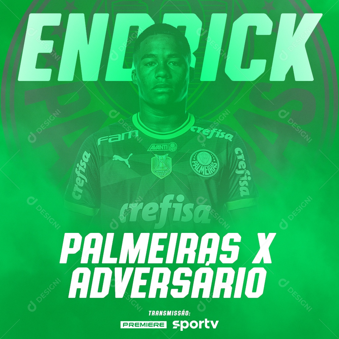 Social Media Flyer Endrick Palmeiras X Adversário PSD Editável