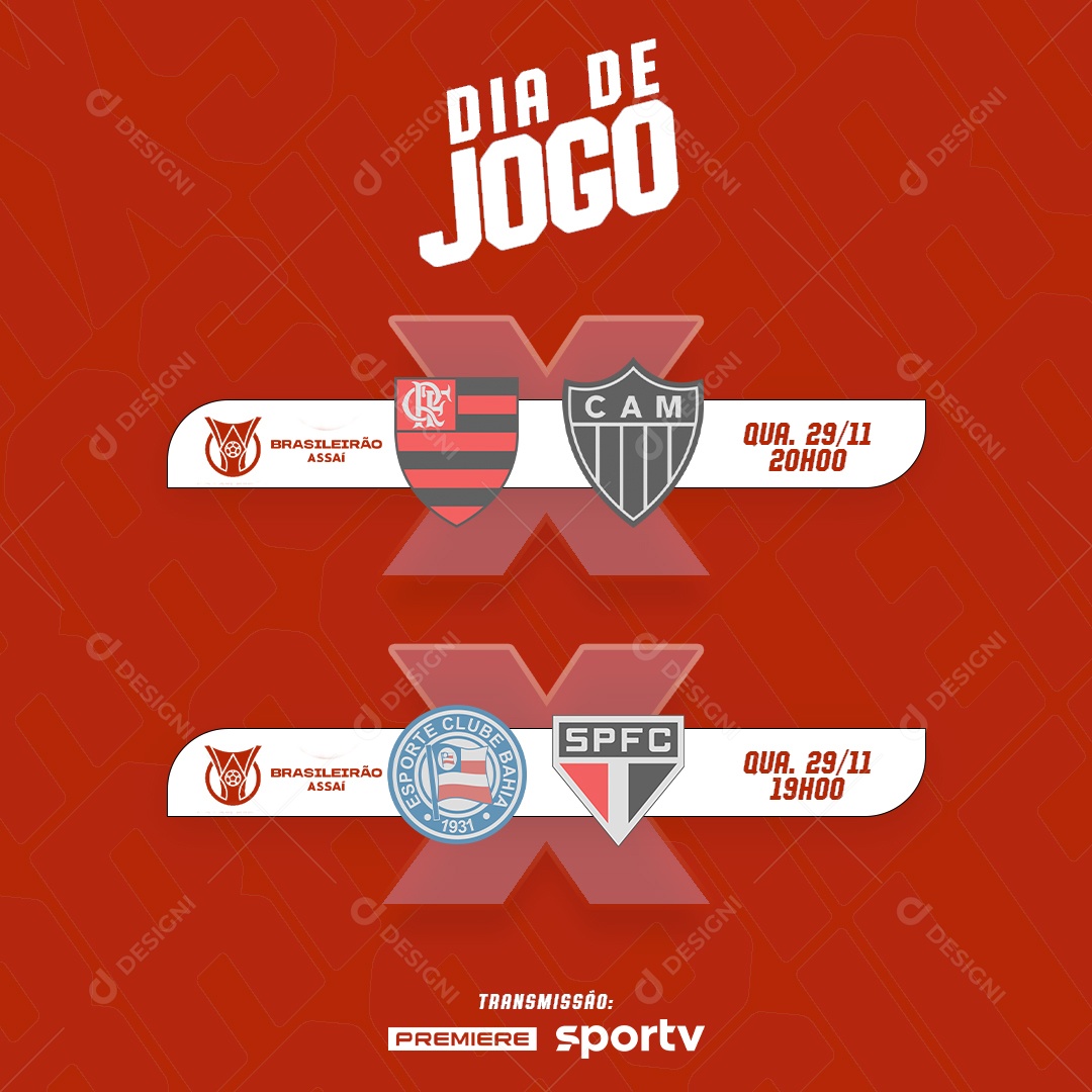 Flyer Dia De Jogo Brasileirão Futebol Social Media PSD Editável