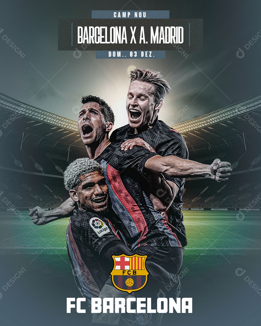 Flyer Futebol Barcelona X Atlético De Madrid Social Media PSD Editável