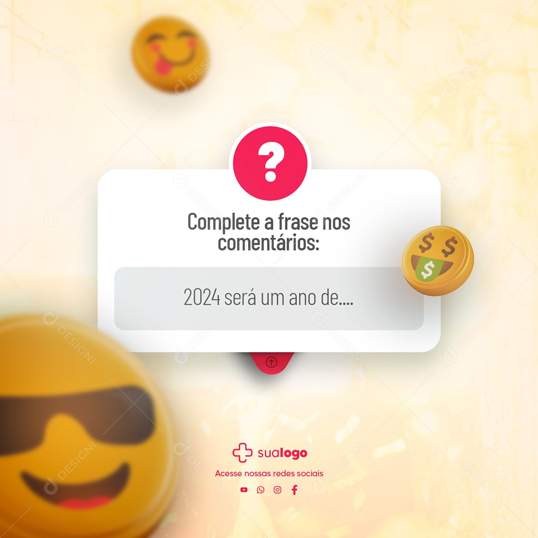Farmácia Completa a Frase nos Comentários 2024 Será um Ano Feliz Social Media PSD Editável