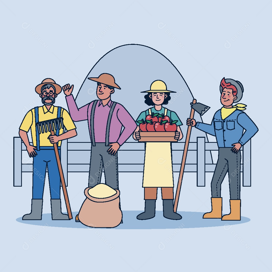 Agricultores Ilustração Vetor EPS