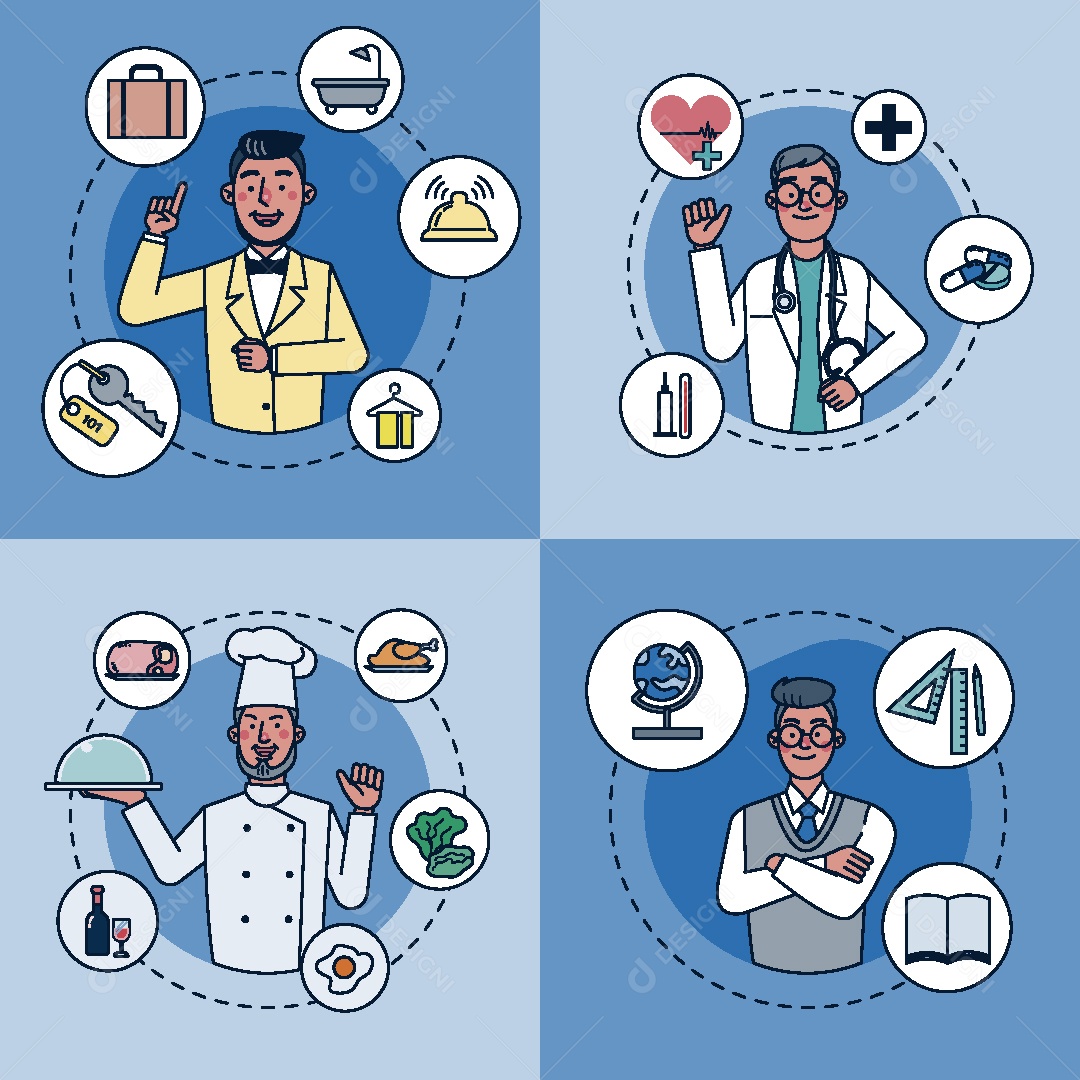 Varias Profissões Ilustração Vetor EPS