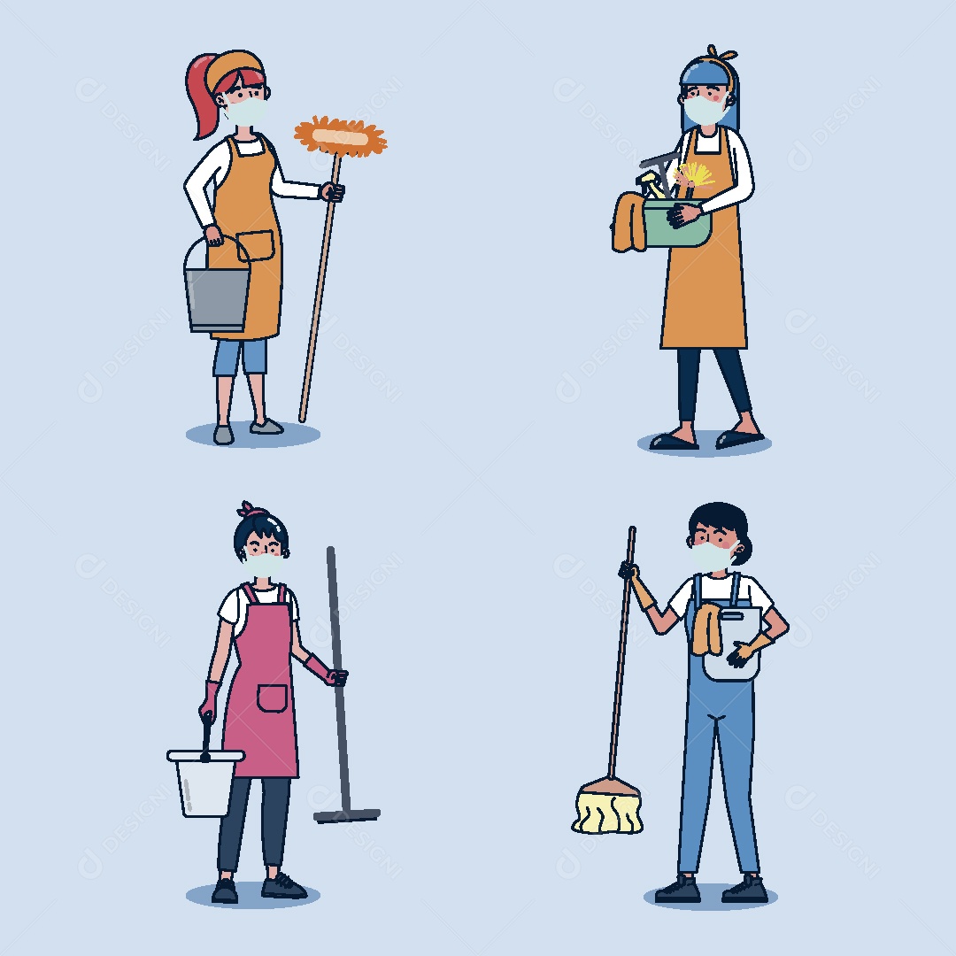 Faxineira Ilustração Vetor EPS