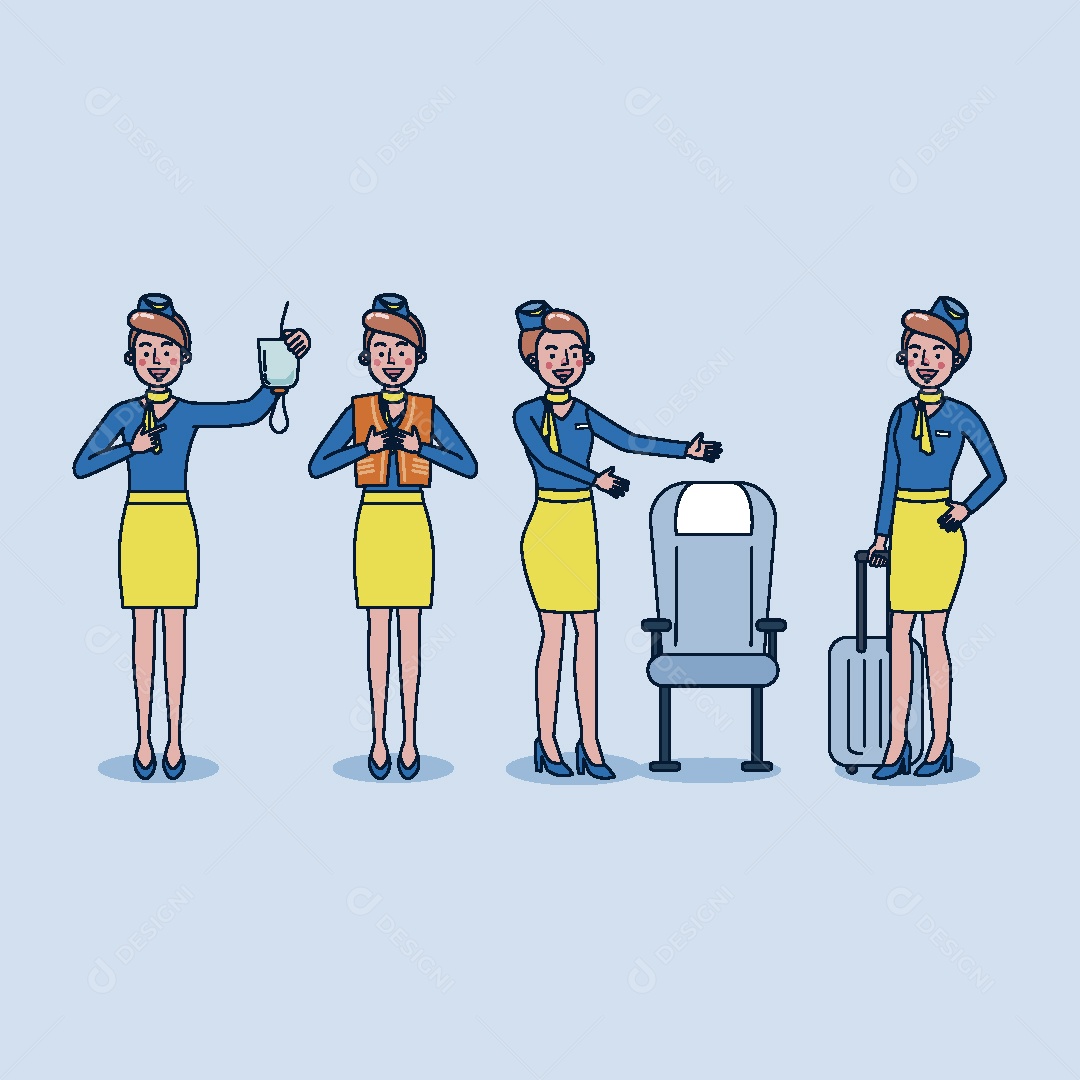 Aeromoça Ilustração Vetor EPS