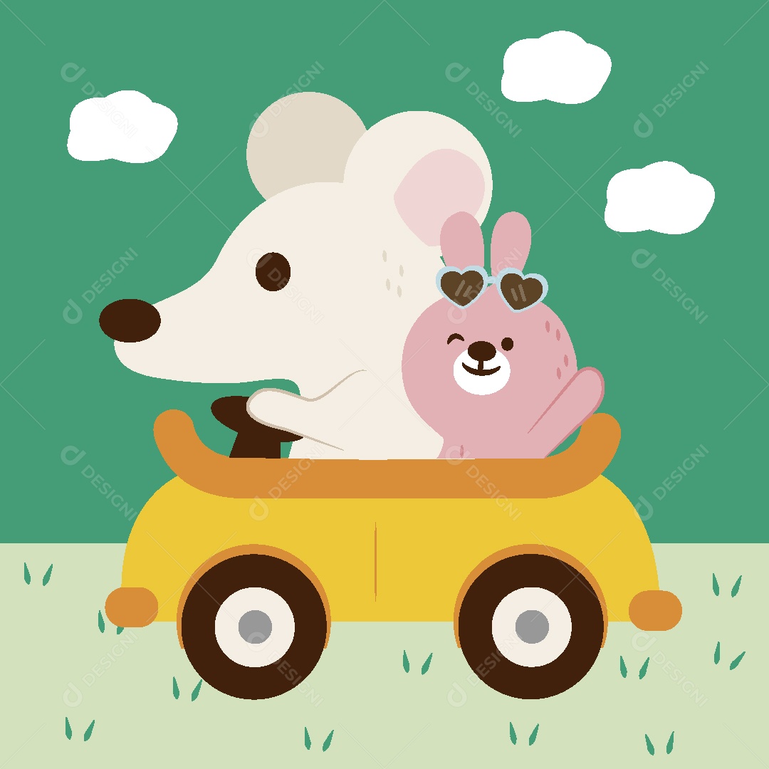 Animais de Carro Ilustração Vetor EPS