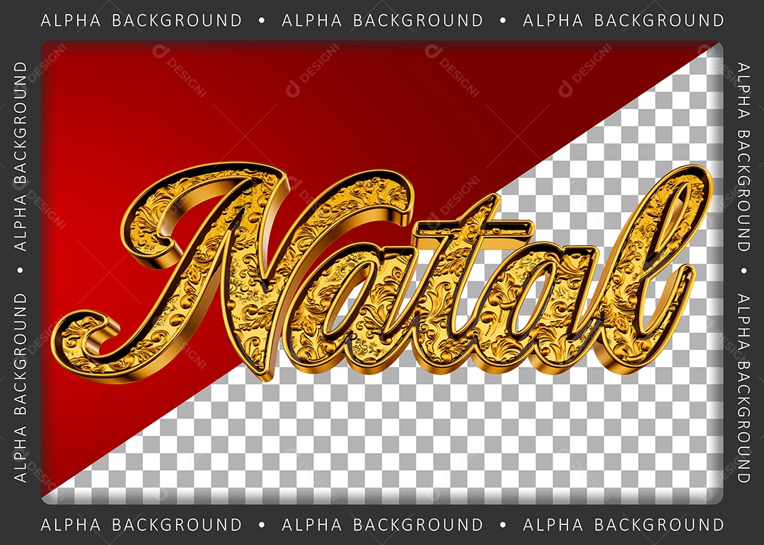 Natal Elemento 3D Dourado para Composição PSD