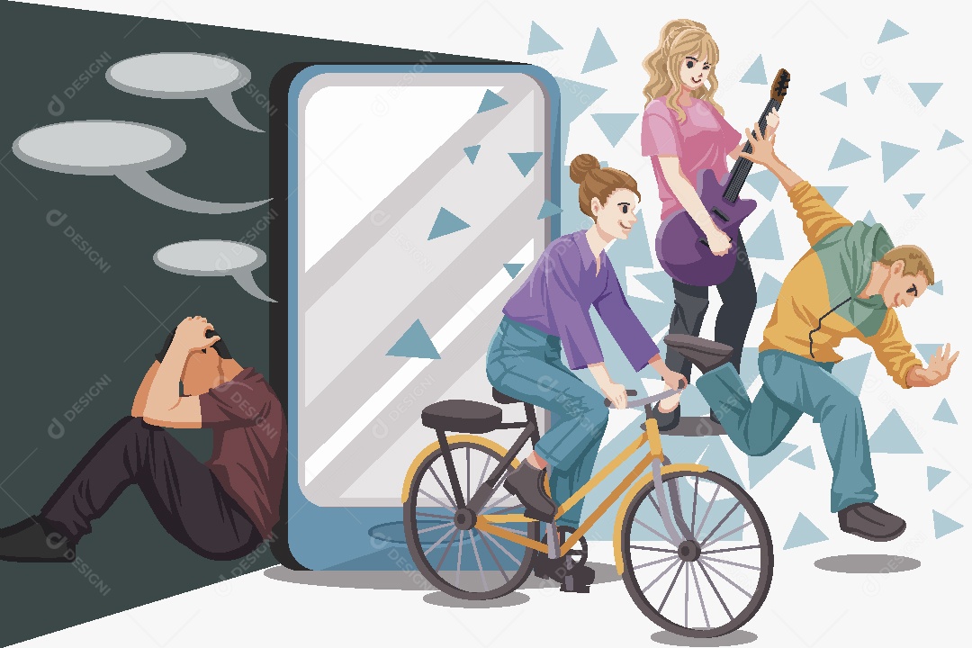 Geração Moderna Fomo vs Jomo Ilustração Vetor EPS