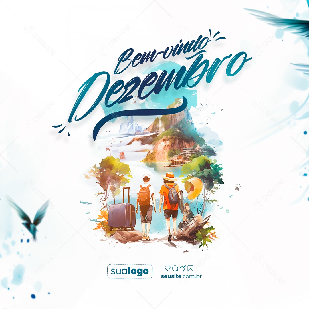 Bem Vindo Dezembro Viagens Passeios Social Media PSD Editável