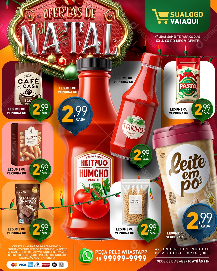 Tabloide Ofertas De Natal Café Chocolate Leite em Pó Social Media PSD Editável