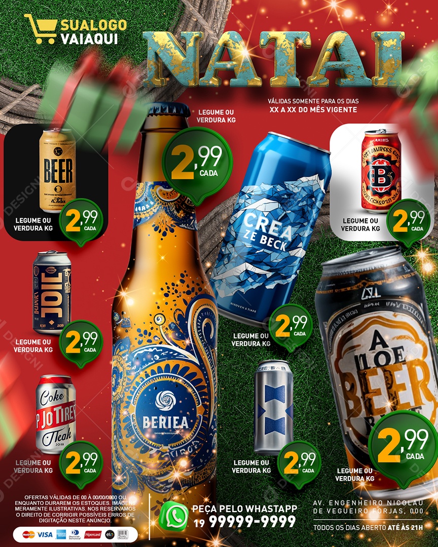 Tabloide Natal Distribuidora Bebidas Cerveja Crea Ze Beck Beriea Social Media PSD Editável