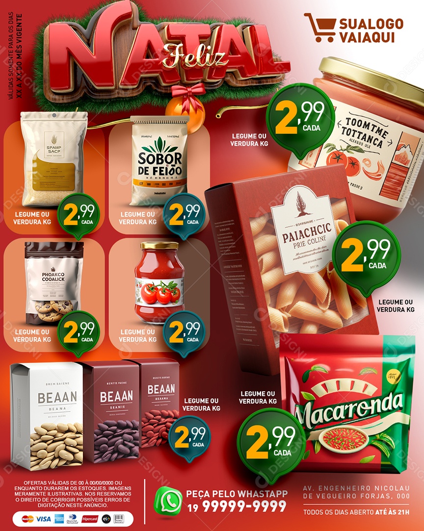 Tabloide Feliz Natal Feijão Cookies Molho de Tomate Social Media PSD Editável