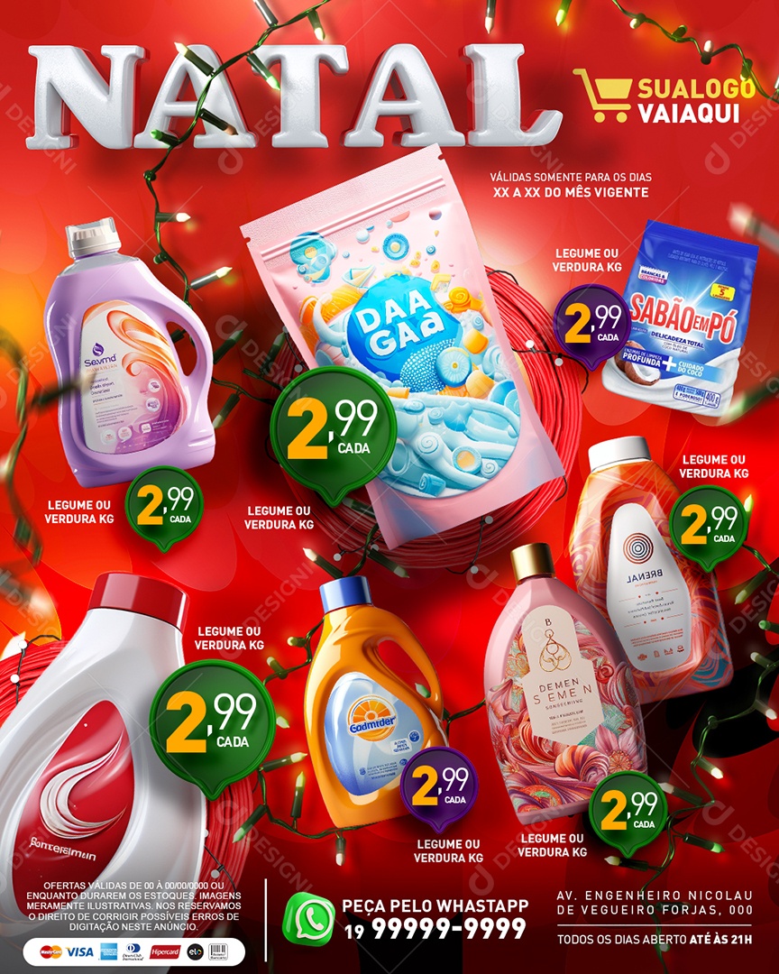 Tabloide Natal Limpeza Amaciante Sabão Em Líquido Social Media PSD Editável