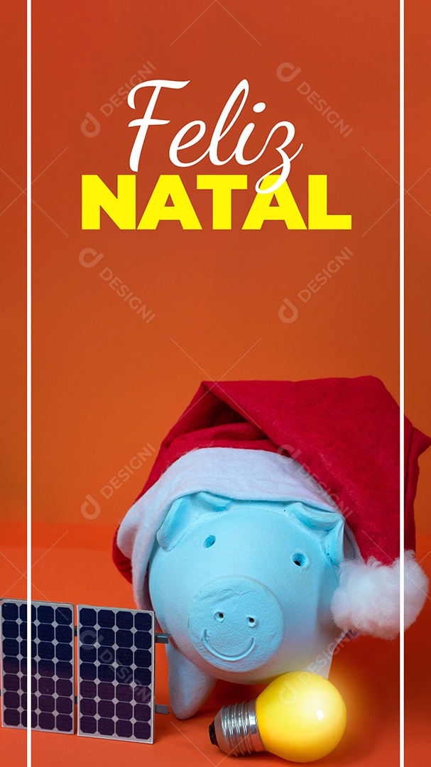 Histórias para redes sociais com mealheiro chapéu de natal de papai noel solar fotovoltaica IA generativa