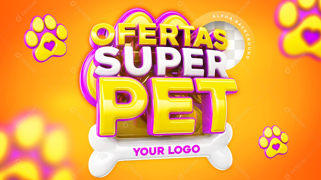 Selo 3D Super Ofertas Pet Para Composição PSD