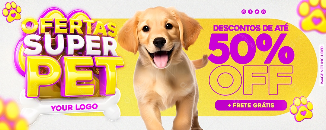 Social Media Banner Super Ofertas Pet Descontos PSD Editável