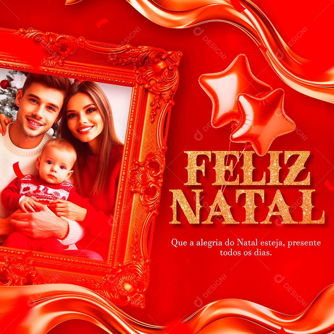 Social Media Feliz Natal Alegria Presente PSD Editável