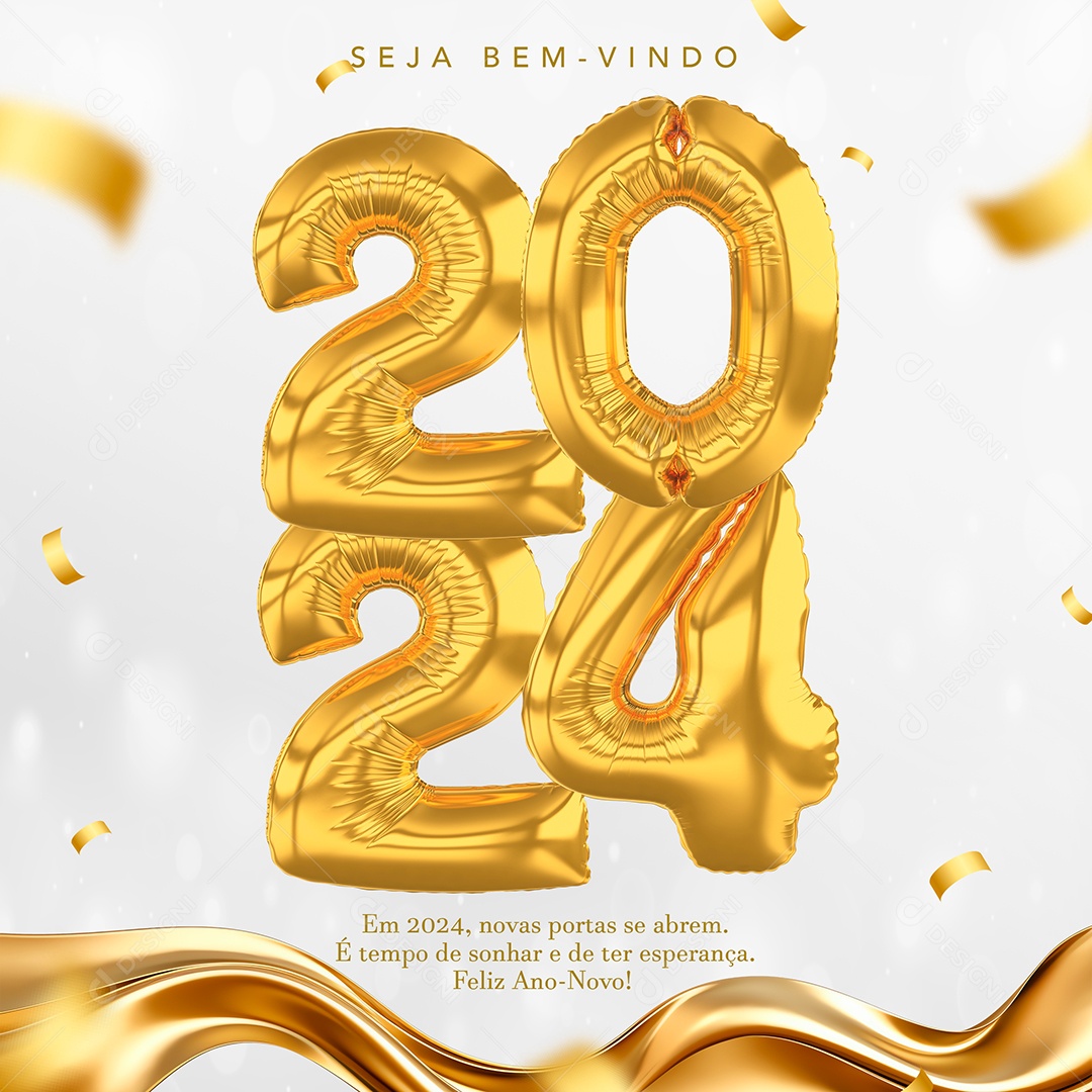 Social Media Seja Bem Vindo 2024 Feliz Ano Novo PSD Editável