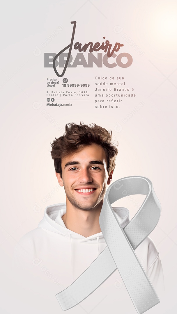 Story Social Media Janeiro Branco é uma Oportunidade para Refletir Sobre Isso PSD Editável