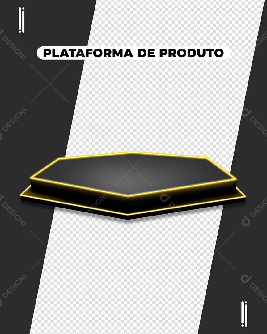 Podium Preto Amarelo Elemento 3D Para Composição PSD