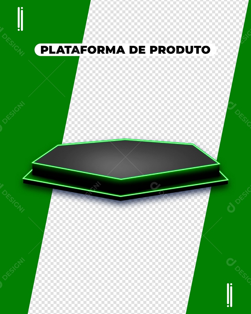 Podium Verde Preto Elemento 3D para Comosição PSD