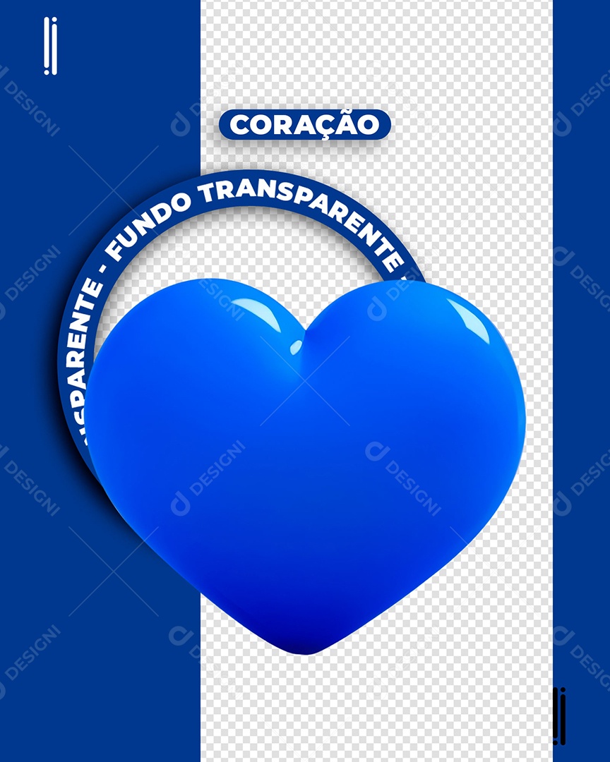 Coração de Conscientização Novembro Azul Elemento 3D para Composição PSD