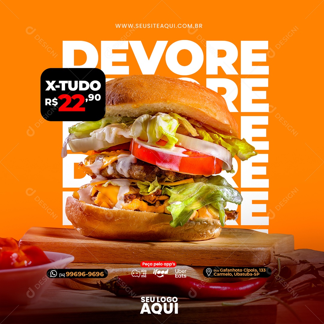 X-tudo 22,90 Devore Social  Media PSD Editável