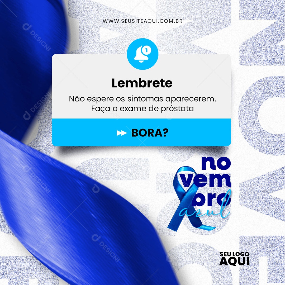 Novembro Azul Lembrete não Espere os Sintomas Aparecerem Social Media PSD Editável