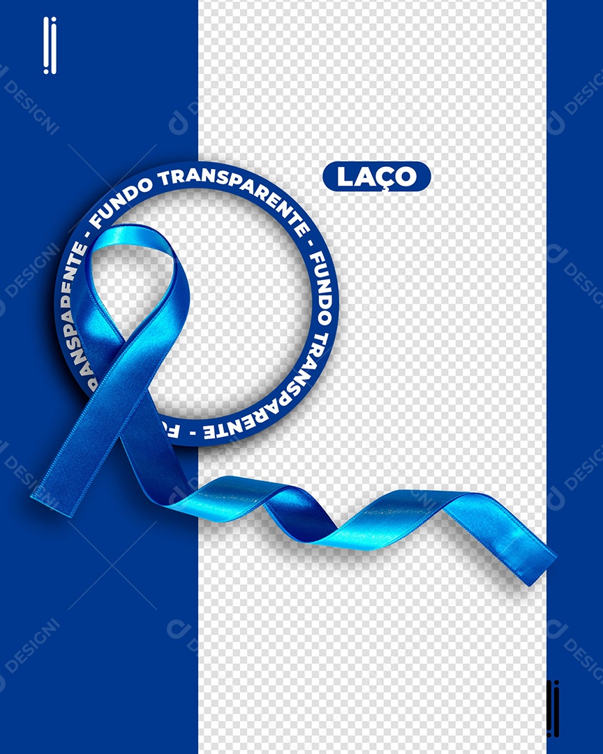 Laço de Conscientização Novembro Azul Elemento 3D para Composição PSD
