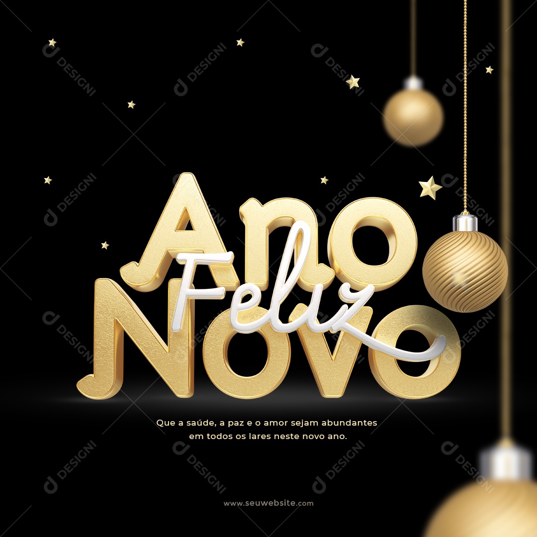 Social Media Feliz Ano Novo Paz e o Amor PSD Editável