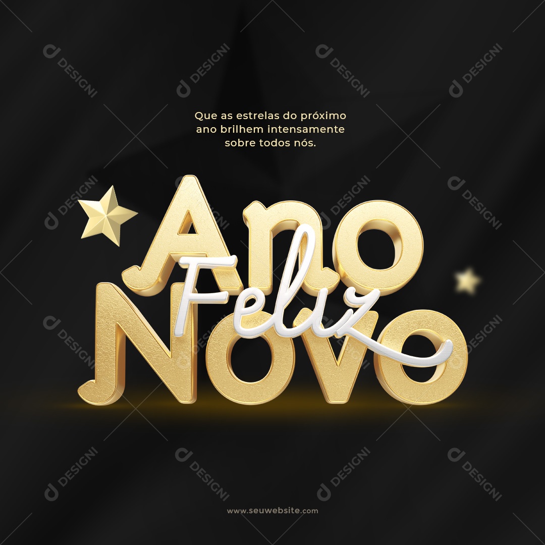 Estrelas Do Próximo Ano Feliz Ano Novo Social Media PSD Editável