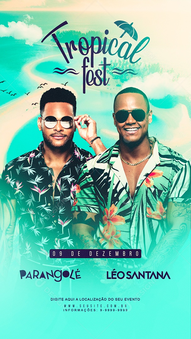 Social Media Flyer Story Tropical Fest PSD Editável