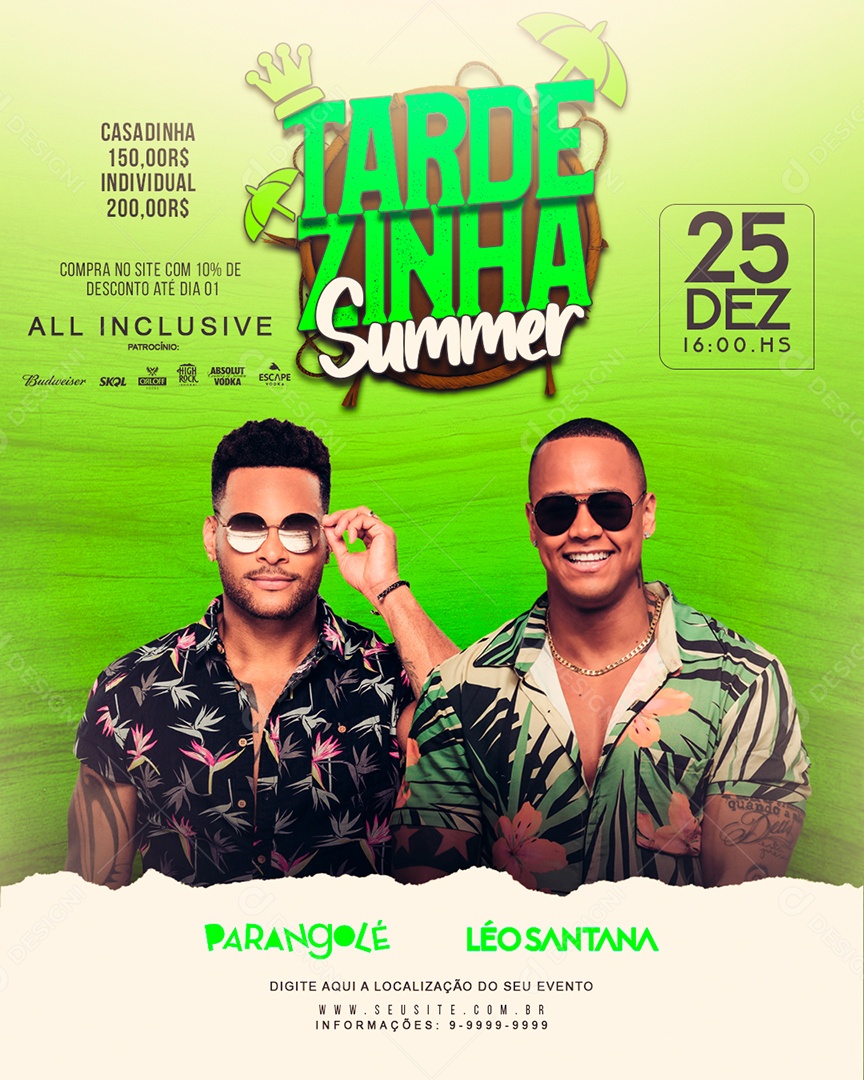 Social Media Feed Flyer Tardezinha Summer PSD Editável