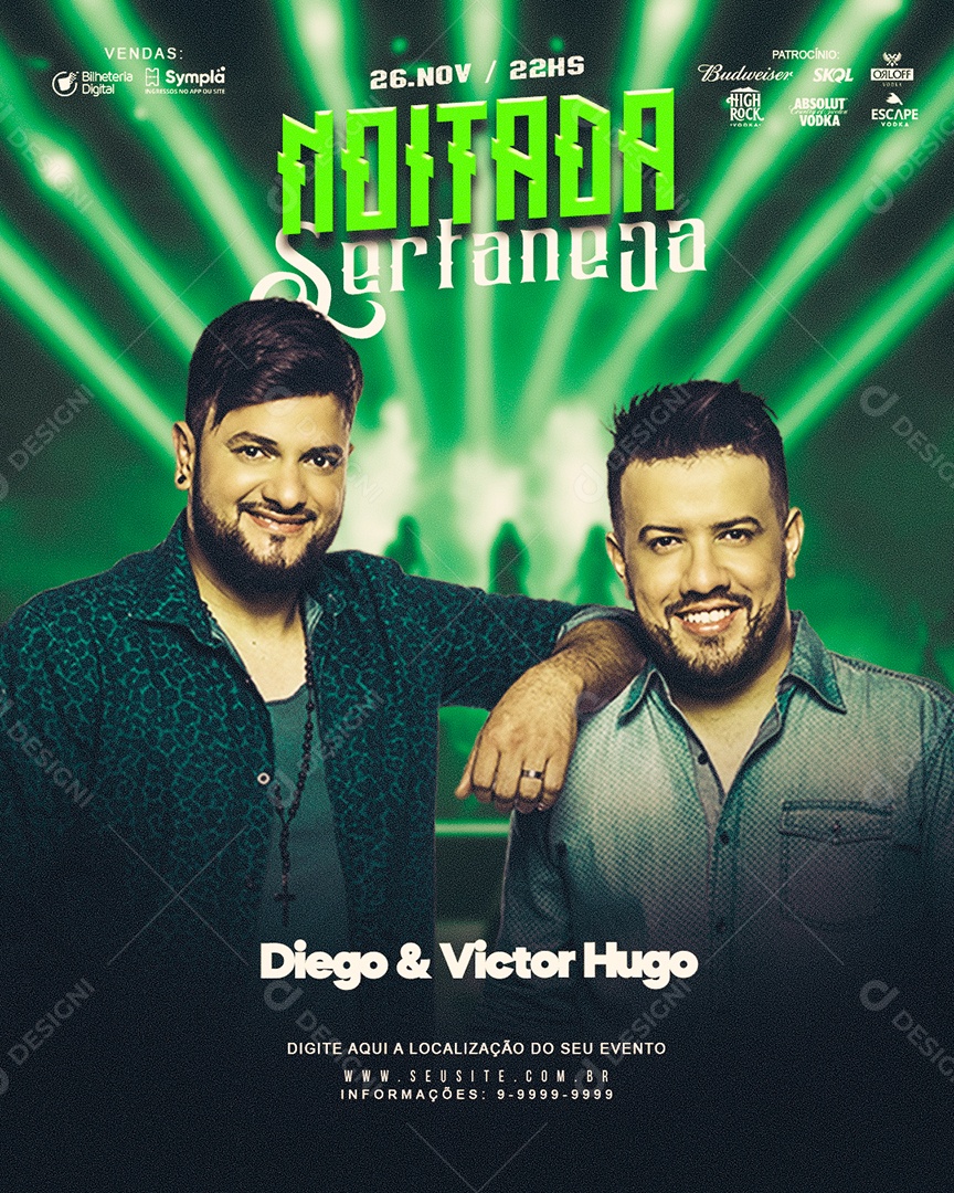 Social Media Feed Noitada Sertaneja Diego e Victor Hugo PSD Editável