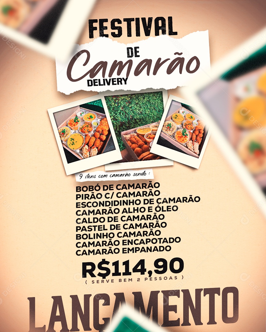 Social Media Feed Festival De Camarão Cardápio PSD Editável