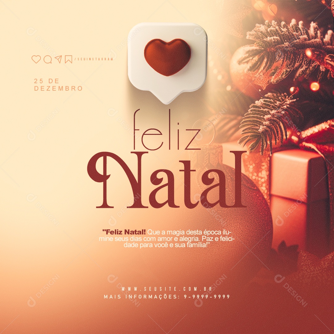 Social Media Feed Feliz Natal Amor e Alegria PSD Editável