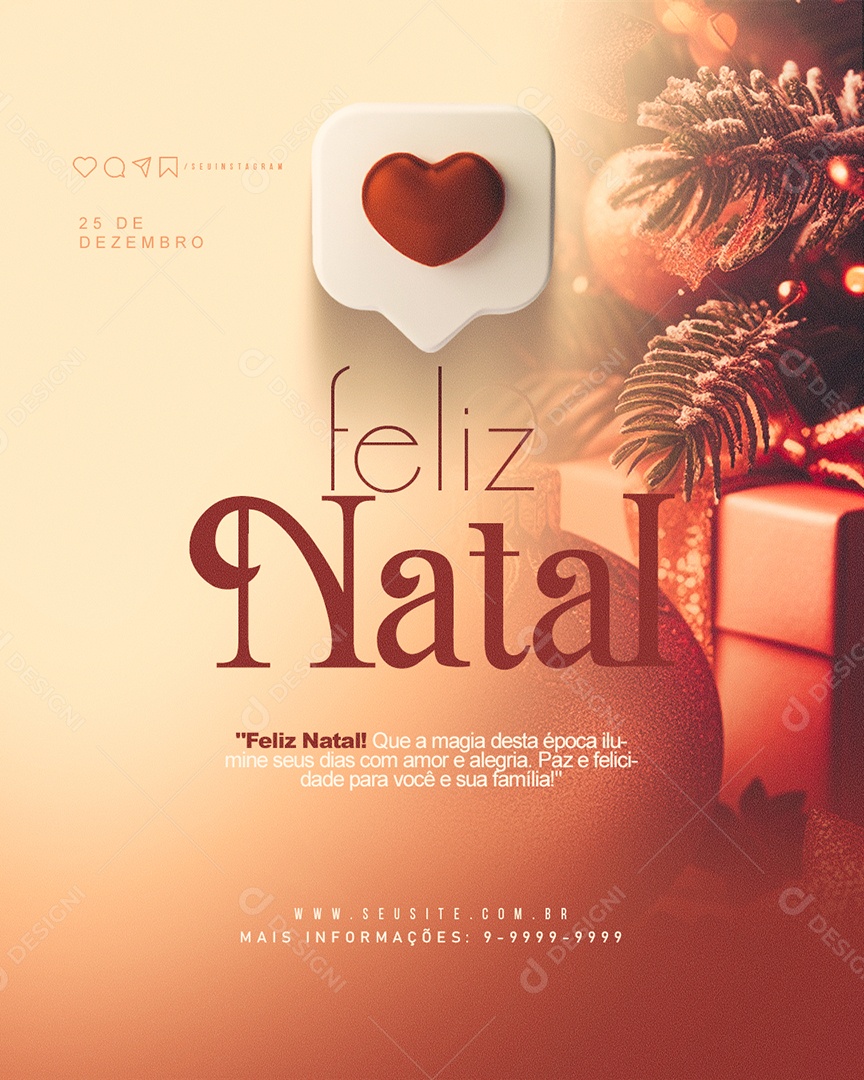 Feliz Natal Amor e Alegria Story Social Media PSD Editável