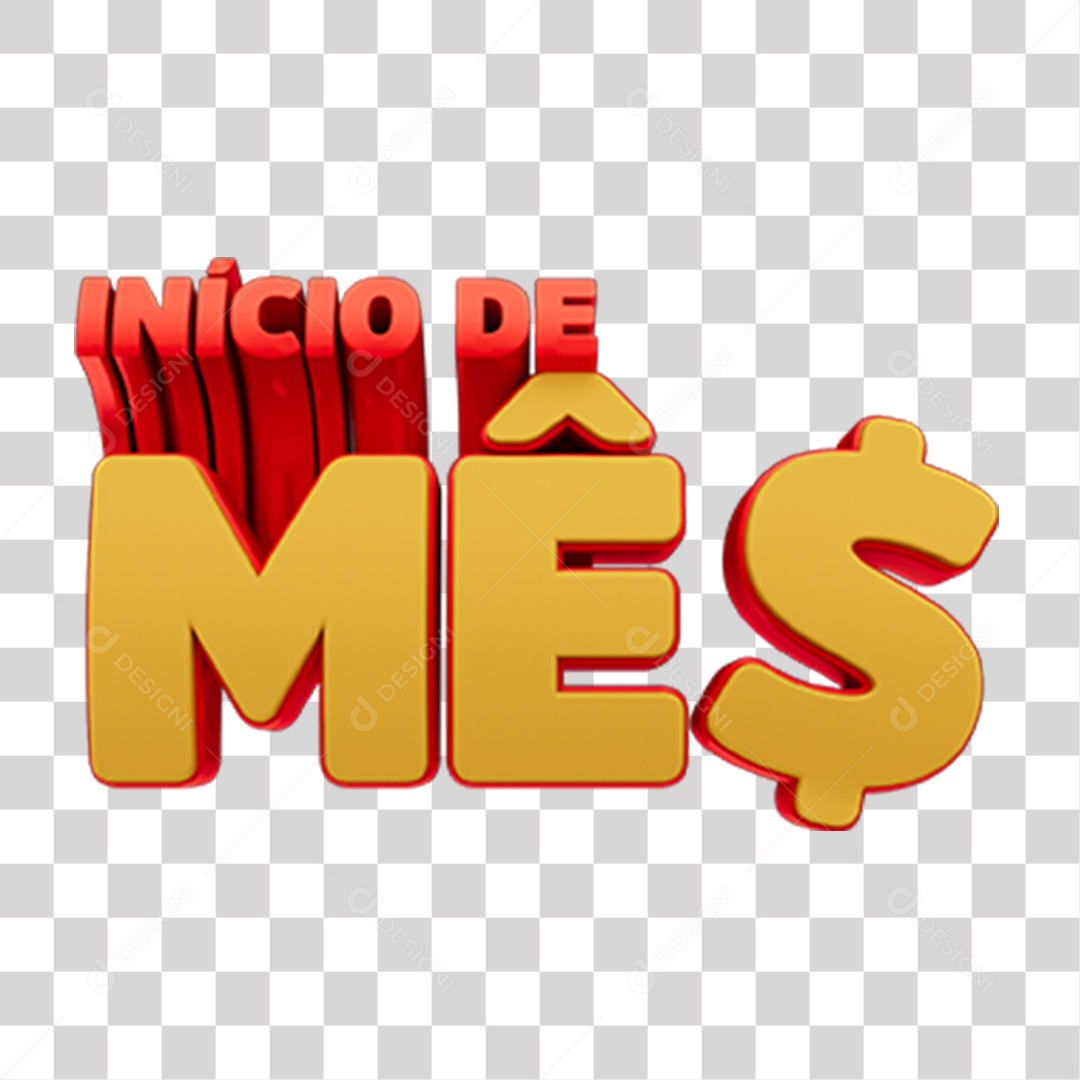 Texto 3D Início de Mês  PNG Transparente