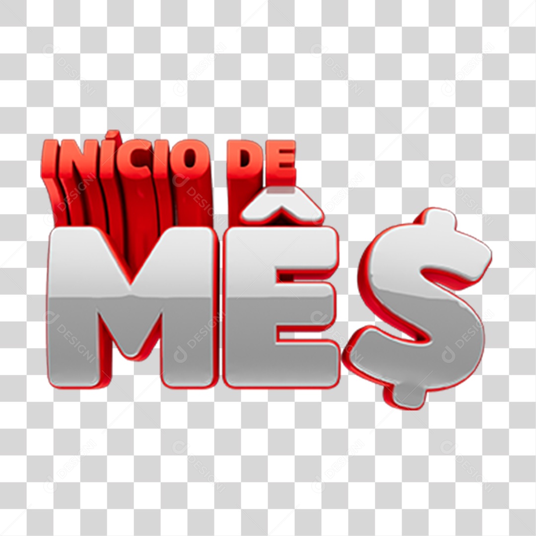 Texto 3D Início de Mês  PNG Transparente