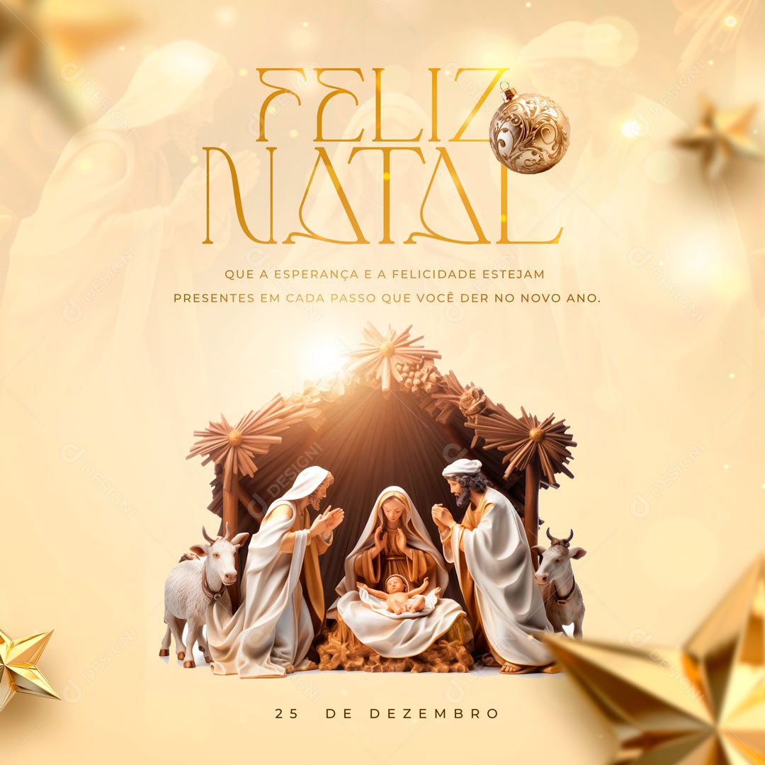 Feed Esperança e a Felicidade Feliz Natal Social Media PSD Editável