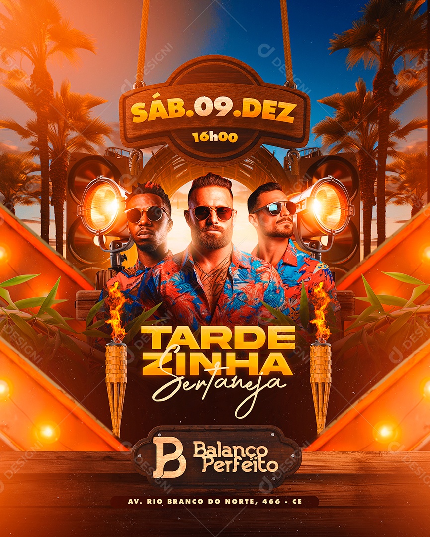 Flyer Tardezinha Sertaneja Balanço Perfeito Social Media PSD Editável