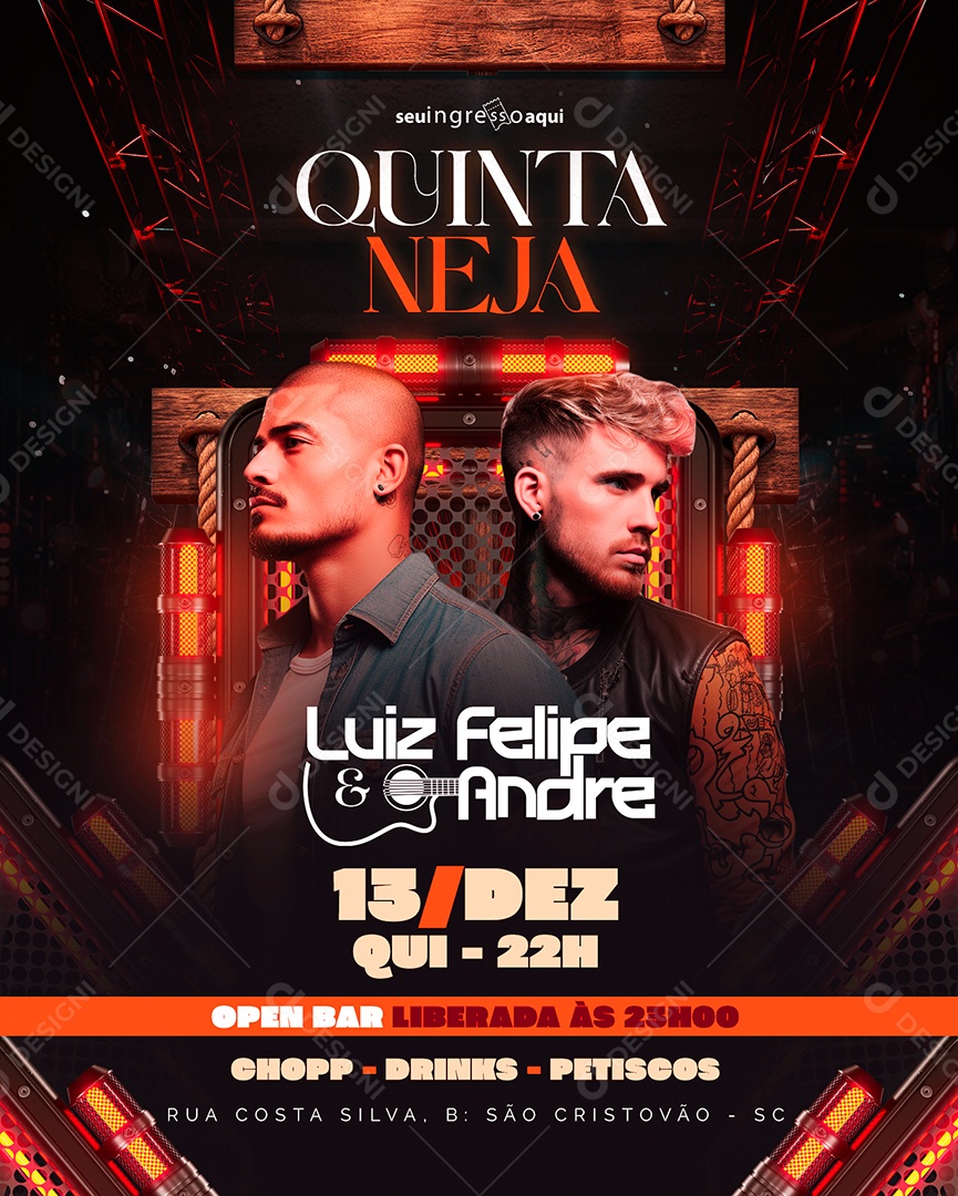 Flyer Quintaneja Luiz Felipe & Andre Social Media PSD Editável