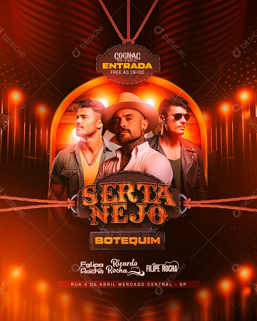 Flyer Sertanejo Botequim Felipe Rocha Ricardo Rocha Filipe Rocha Social Media PSD Editável