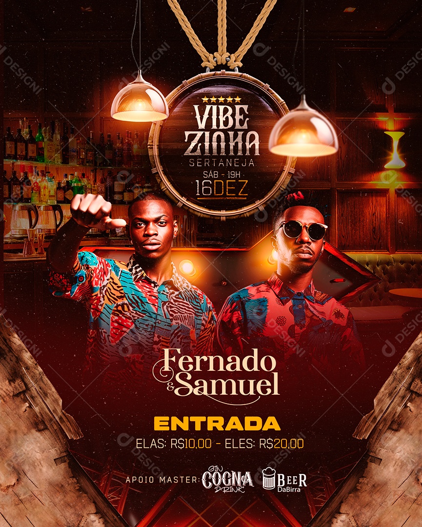Flyer Vibezinha Sertaneja Fernado & Samuel Social Media PSD Editável