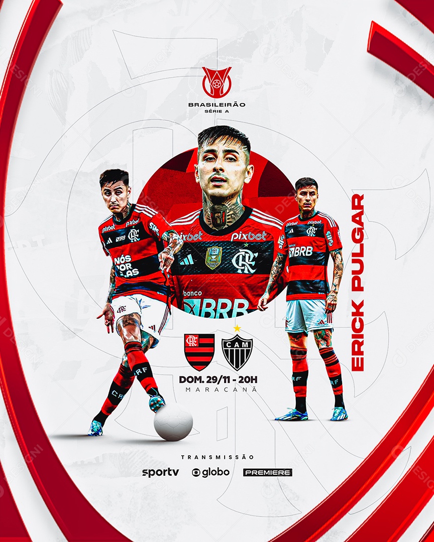 Social Media Flyer Futebol Erick Pulgar Flamengo PSD Editável