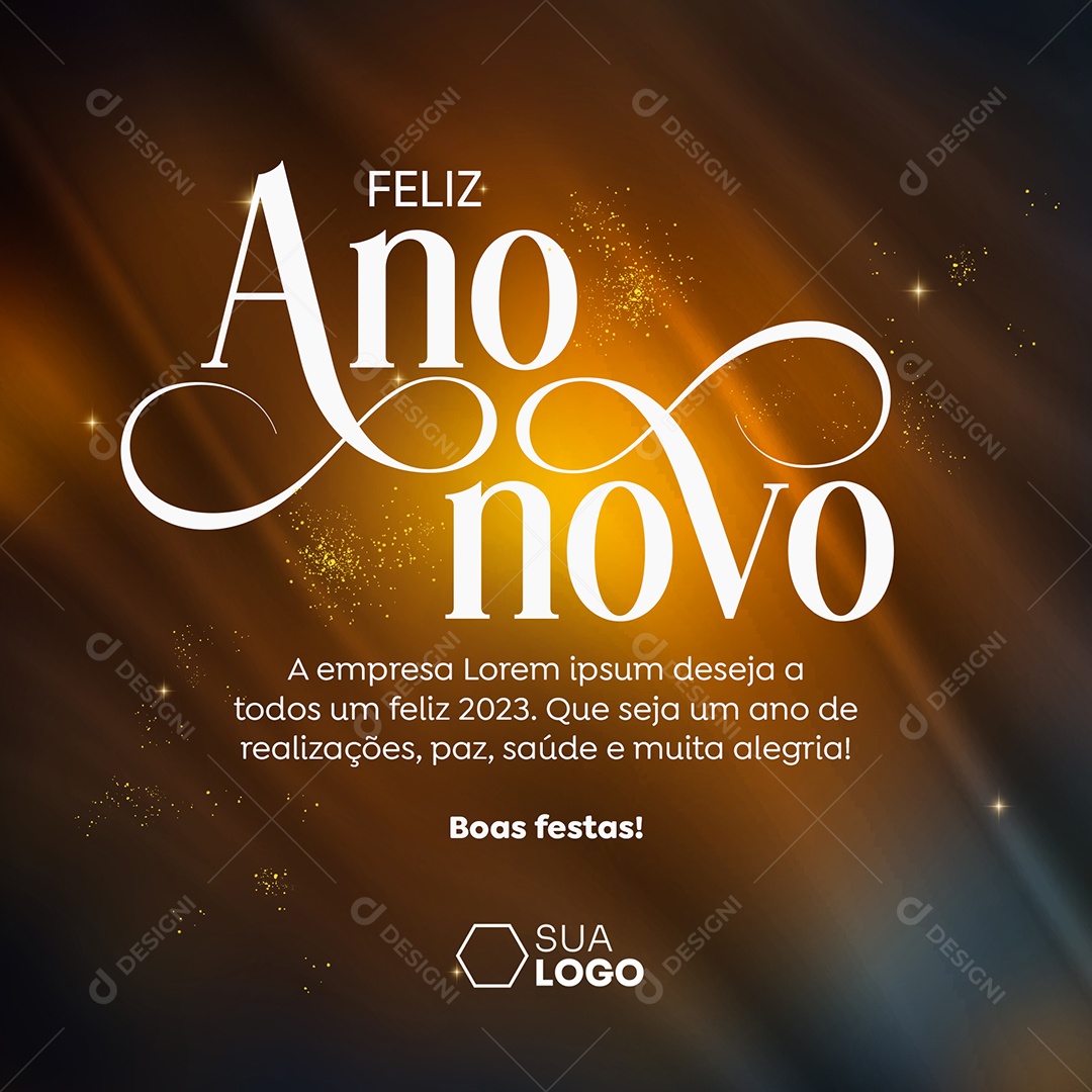 Feliz Ano Novo a Empresa Deseja a Todos um Feliz 2023 Social Media PSD Editável