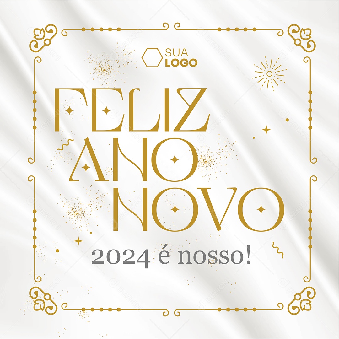 Feliz Ano Novo 2024 é Nosso Social Media PSD Editável