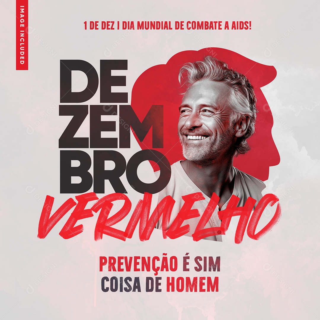 Dezembro Vermelho Prevenção é Sim Coisa de Homem Social Media PSD Editável